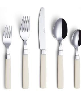 Cream Handle Stainless Steel Flatware Set - 20 Piece Place Setting